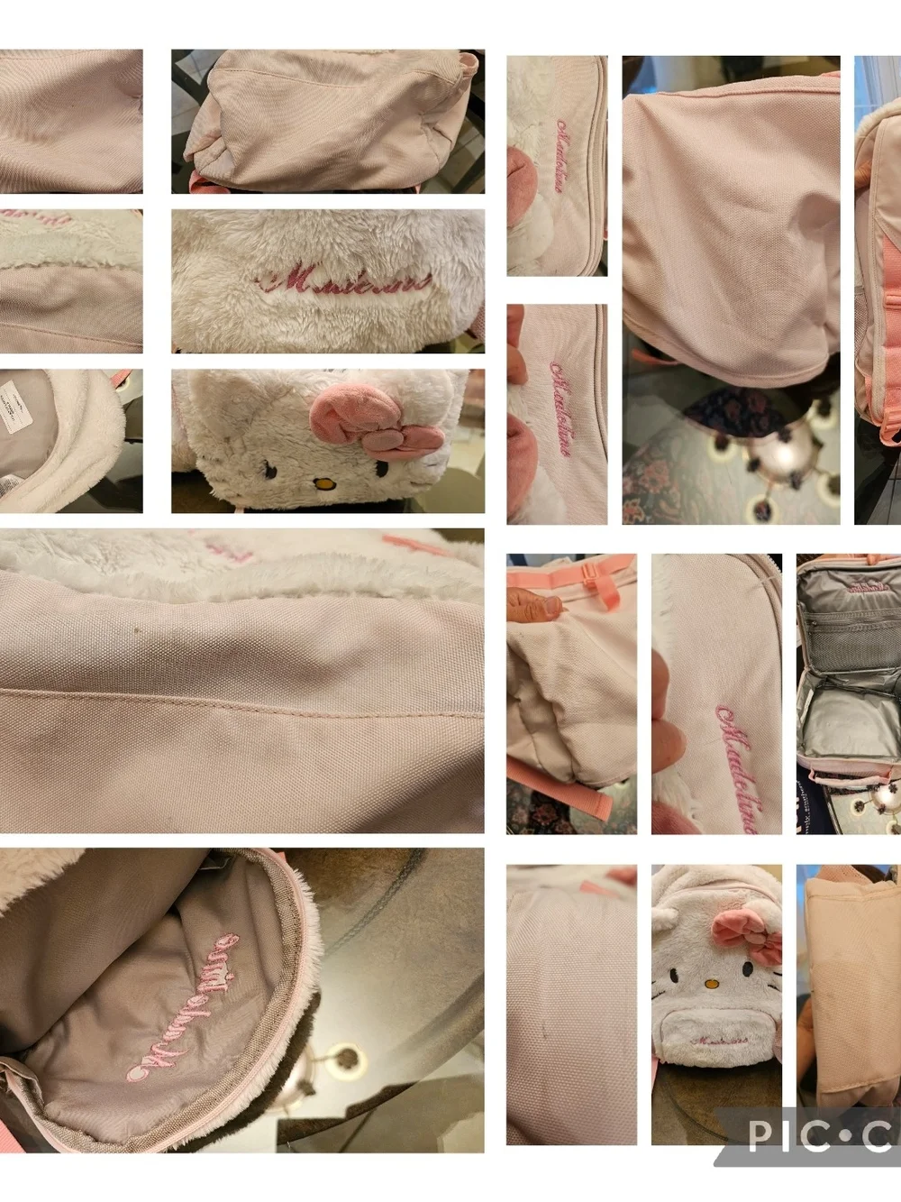 Pottery Barn Kids Plush White Pink Hello Kitty Backpack with Matching Lunch Bag